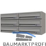 JU Hausbrieffachanlage 6-teilig, 750 x 330 x 280 mm, Stahl grau RAL 9007