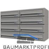 JU Hausbrieffachanlage 8-teilig, 750 x 440 x 280 mm, Stahl grau RAL 9007