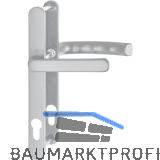 Dr�ckergarnitur LI�GE - Schmalschild 24 mm, Griff flach,67 - 72,silber eloxiert