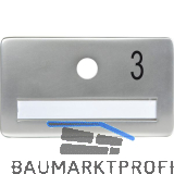 SOLIDO Namensschild ohne Spion, Bohrung � 14, Alu silber eloxiert, Gravur Nr. 3