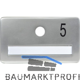 SOLIDO Namensschild ohne Spion, Bohrung � 14, Alu silber eloxiert, Gravur Nr. 5