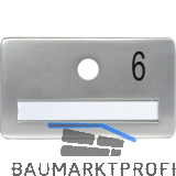 SOLIDO Namensschild ohne Spion, Bohrung � 14, Alu silber eloxiert, Gravur Nr. 6
