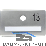 SOLIDO Namensschild ohne Spion, Bohrung � 14, Alu silber eloxiert, Gravur Nr. 13