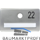 SOLIDO Namensschild ohne Spion, Bohrung � 14, Alu silber eloxiert, Gravur Nr. 22