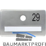 SOLIDO Namensschild ohne Spion, Bohrung � 14, Alu silber eloxiert, Gravur Nr. 29