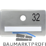 SOLIDO Namensschild ohne Spion, Bohrung � 14, Alu silber eloxiert, Gravur Nr. 32