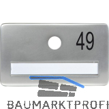 SOLIDO Namensschild ohne Spion, Bohrung � 14, Alu silber eloxiert, Gravur Nr. 49