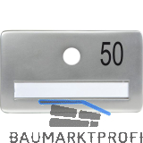 SOLIDO Namensschild ohne Spion, Bohrung � 14, Alu silber eloxiert, Gravur Nr. 50