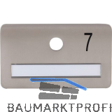 SOLIDO Namensschild ohne Spion, Bohrung � 14, Edelstahl satiniert, Gravur Nr. 7