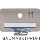 SOLIDO Namensschild ohne Spion, Bohrung � 14, Edelstahl satiniert, Gravur Nr. 11