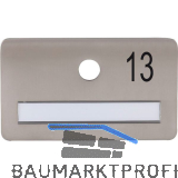 SOLIDO Namensschild ohne Spion, Bohrung � 14, Edelstahl satiniert, Gravur Nr. 13