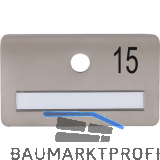 SOLIDO Namensschild ohne Spion, Bohrung � 14, Edelstahl satiniert, Gravur Nr. 15