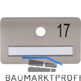SOLIDO Namensschild ohne Spion, Bohrung � 14, Edelstahl satiniert, Gravur Nr. 17