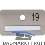 SOLIDO Namensschild ohne Spion, Bohrung � 14, Edelstahl satiniert, Gravur Nr. 19