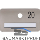 SOLIDO Namensschild ohne Spion, Bohrung � 14, Edelstahl satiniert, Gravur Nr. 20
