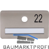 SOLIDO Namensschild ohne Spion, Bohrung � 14, Edelstahl satiniert, Gravur Nr. 22