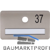 SOLIDO Namensschild ohne Spion, Bohrung � 14, Edelstahl satiniert, Gravur Nr. 37