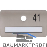 SOLIDO Namensschild ohne Spion, Bohrung � 14, Edelstahl satiniert, Gravur Nr. 41