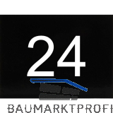 Nummernschild selbstklebend, 40 x 30 mm, Type 24, Kunststoff schwarz gl�nzend