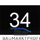 Nummernschild selbstklebend, 40 x 30 mm, Type 34, Kunststoff schwarz gl�nzend