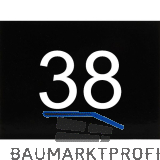 Nummernschild selbstklebend, 40 x 30 mm, Type 38, Kunststoff schwarz gl�nzend