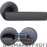 FSB Dr�ckergarnitur 12 1267 ASL auf Rosette WC DIN, Aluminium schwarz matt