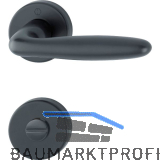 Dr�ckergarnitur VERONA auf Rosette WC, T�rst�rke 37 - 47, Aluminium schwarz matt