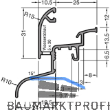 GUTMANN Regenschutzschiene Drau 25/24F, L=6000 mm, Aluminium silber eloxiert