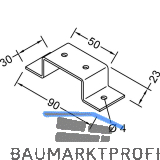 GUTMANN Fallrohrhalter 90 x 30 mm, Aluminium blank