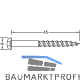 GUTMANN Flachkopf-Holzschraube f�r Basisprofil 4,0 x 45 mm, Edelstahl