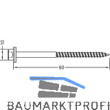 GUTMANN Schraube mit Beilagscheibe PD/RD 5,0 x 90 mm, Stahl rostbest�ndig A2
