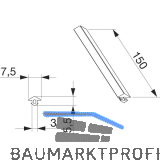 MACO MULTI-VENT Blendrahmendichtung Nutbreite 2,5-3,5 mm L=150 mm hellgrau