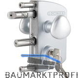Gittertorschloss-Set LAKQ40U2L, PZW, f�r Vierkantrohr,inkl. Knopf, silberf�rbig
