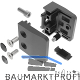 ECONOMY Glasklemmbeschlag f�r Vierkantrohr, eckig Edelstahl schwarz matt