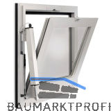 GEZE RWA 100 NT mit E250NT, Hub 150 mm, Aluminium wei� RAL 9016