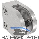 ECONOMY Glasklemmbeschlag f�r Vierkantrohr, rund, Edelstahl geschliffen V4A