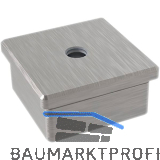 ECONOMY Endkappe eckig,hohl m.Mittelbohrung M8,40x40mm,Edelstahl geschliffen V2A