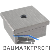 ECONOMY Endkappe eckig,hohl m.Mittelbohrung M8,50x50mm,Edelstahl geschliffen V2A