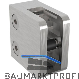 ECONOMY Glasklemmbeschlag f�r Vierkantrohr, eckig, Edelstahl geschliffen V2A