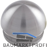 ECONOMY R�ndelkappe halbrund hohl, Rohr � 42,4 x 2 mm,Edelstahl geschliffen V2A