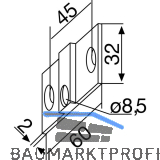 Befestigungslaschen zu DORMA-Glas PT30, Aluminium silber eloxiert