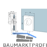 DORMA-Glas Eckschloss SG-15, mit Rosetten PZ, 10 mm, (05.118) silber eloxiert