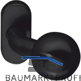 T�rknopf fest auf Rosette oval, Edelstahl schwarz