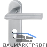 Feuerschutz Dr�ckergarnitur AMSTERDAM auf Kurzschild PZ, Edelstahl matt