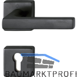 Feuerschutz Dr�ckergarnitur DALLAS auf Rosette PZ, Messing schwarz