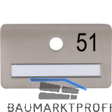 SOLIDO Namensschild ohne Spion mit Gravur Nummer, 120x70 mm, Edelstahl satiniert