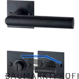 HALC� Dr�ckergarnitur DAVOS - auf eckiger Rosette WC, TS-50, Schwarzstahl