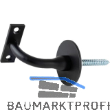 Handlauftr�ger rund mit Stockschraube,Wandabstand 78mm, schwarz lackiert RAL9005