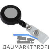 IDENTA Kartenjojo rund mit G�rtelclip Silberdisk Nylonschnur L=600 mm schwarz