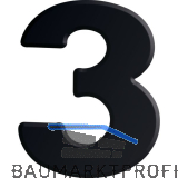 Ziffer selbstklebend, Type 3, H�he 30 mm, Aluminium schwarz eloxiert